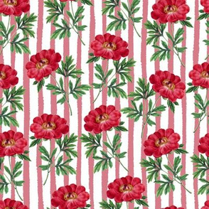 Red Bloom Stripes // Vertical