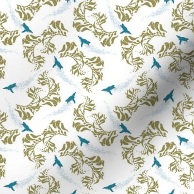 Little Blue Penguins in Kelp (Small Pattern)