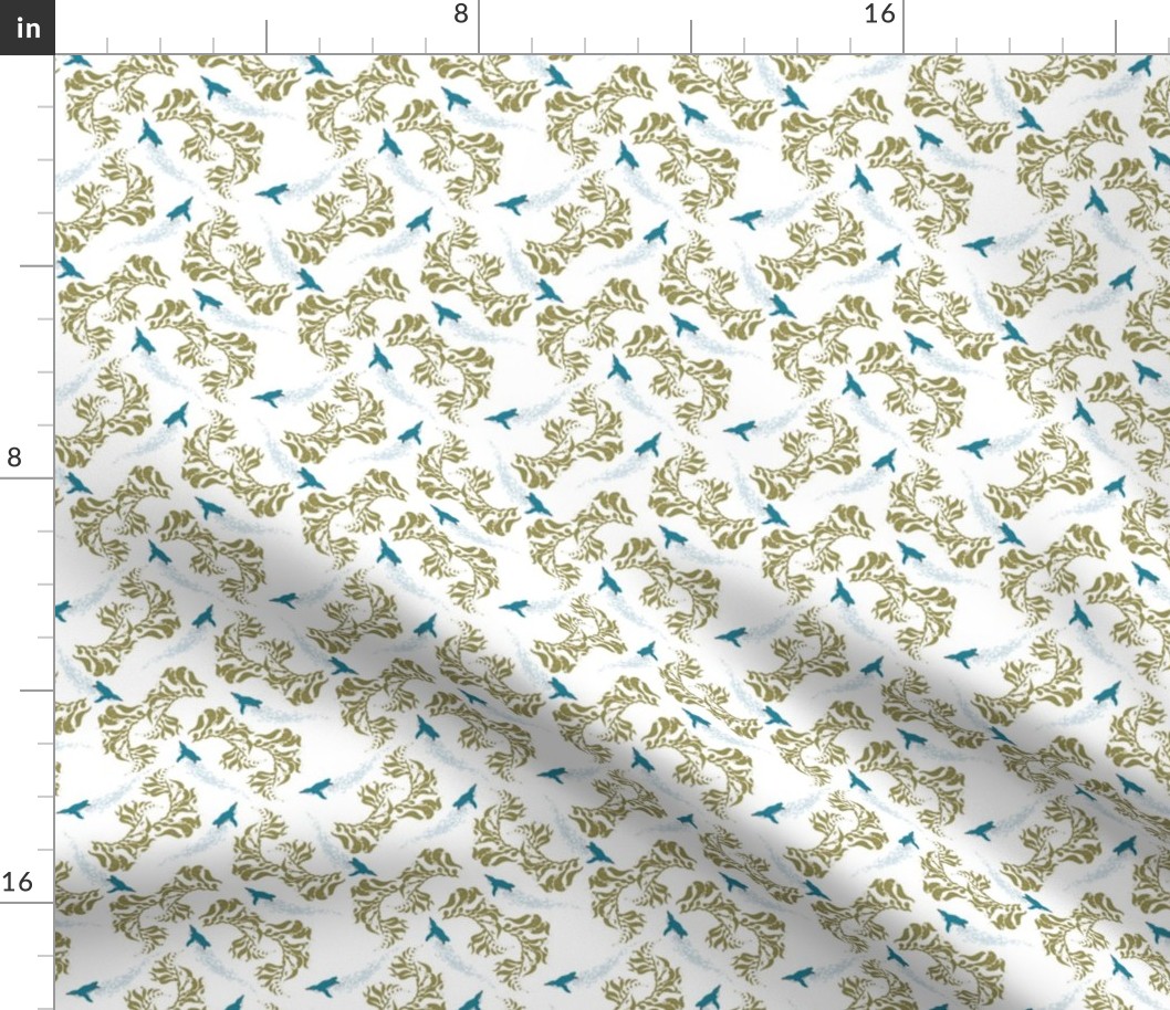 Little Blue Penguins in Kelp (Small Pattern)