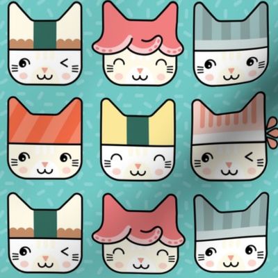 Sushi Cat Hats in Blue