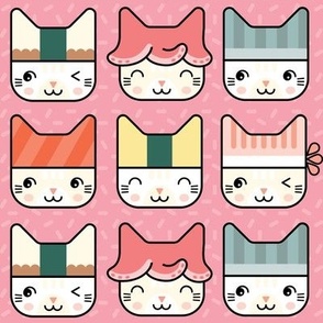 Sushi Cat Hats in Pink