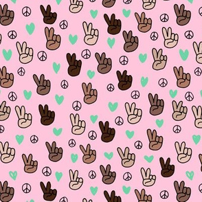 Pop culture memphis series hand on peace and love pink