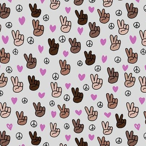 Pop culture memphis series hand on peace and love gray lilac
