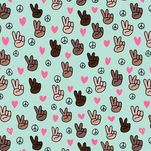 Pop culture memphis series hand on peace and love mint pink 