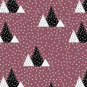 Snow fall winter wonderland triangle mountains abstract christmas print cherry