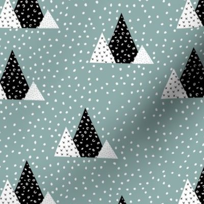 Snow fall winter wonderland triangle mountains abstract christmas print gray