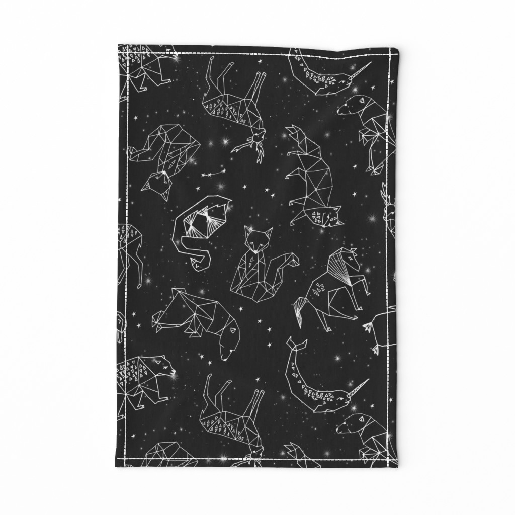 constellations // black and white kids constellations animals geometric triangles origami birds 