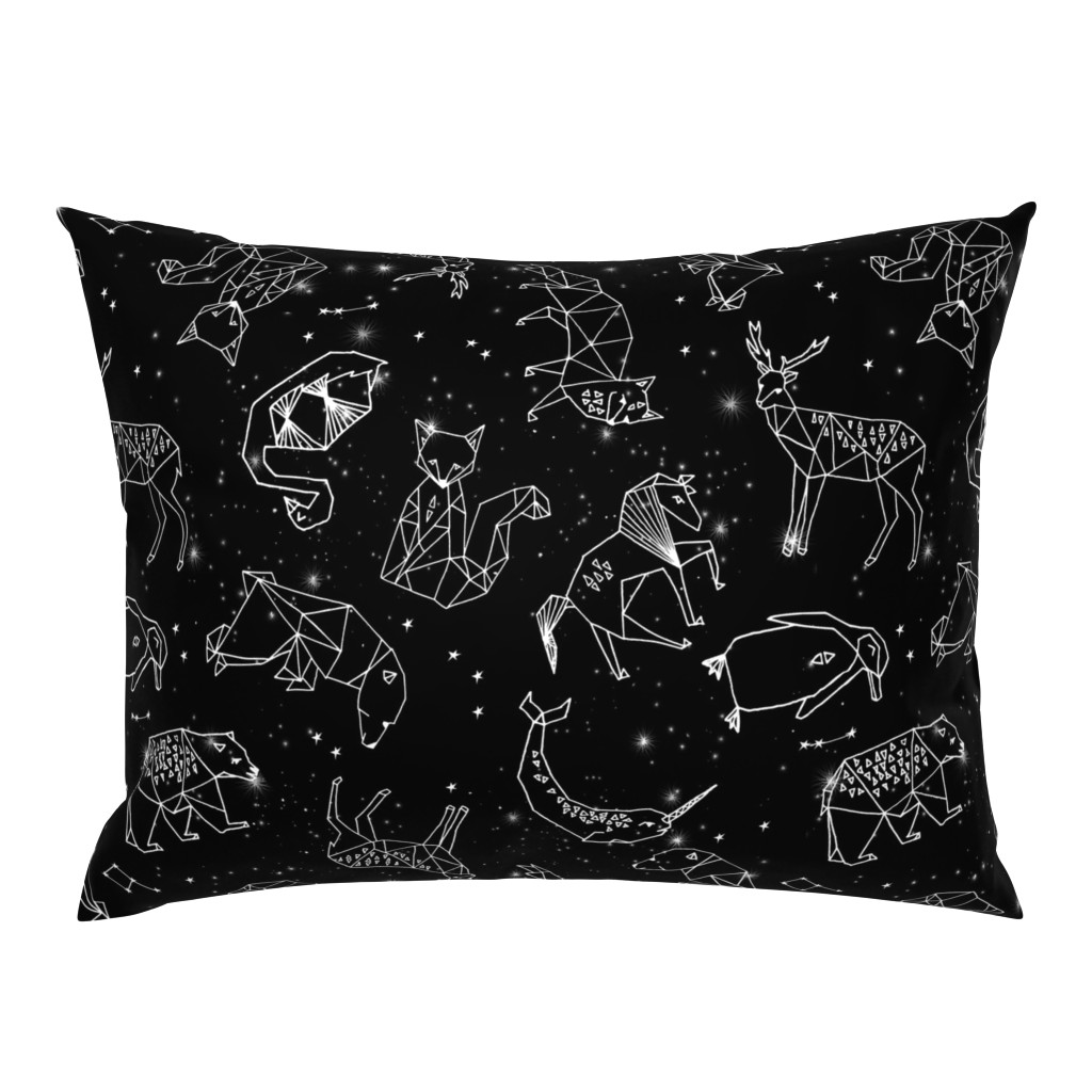 constellations // black and white kids constellations animals geometric triangles origami birds 