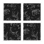 constellations // black and white kids constellations animals geometric triangles origami birds 