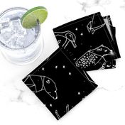 constellations // black and white kids constellations animals geometric triangles origami birds 