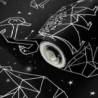 constellations // black and white kids constellations animals geometric triangles origami birds 