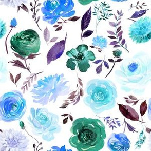 6" Blue Watercolor Floral