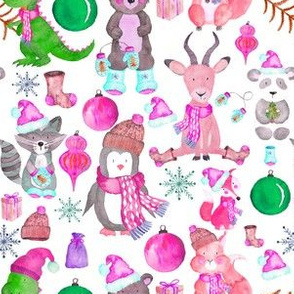 6" Pink Winter Animals