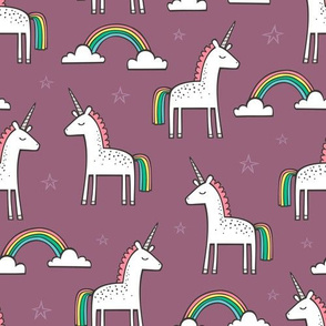 Cute Unicorn Rainbow on Mauve