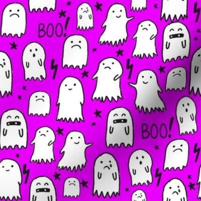 ghost bright pink halloween fabric 