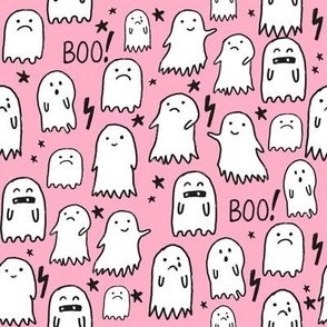 ghost pink halloween fabric 