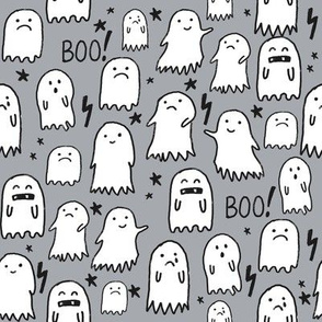 ghost grey halloween fabric 