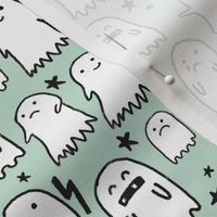 ghost mint halloween fabric 
