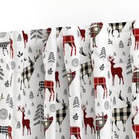 8" Woodland Plaid Deer / Black Trees