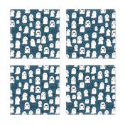 ghost dark blue halloween fabric 