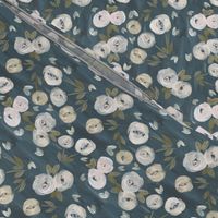 moody blush navy modern floral - small scale 