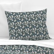 moody blush navy modern floral - small scale 