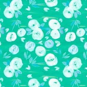 White and Mint Abstract Florals 