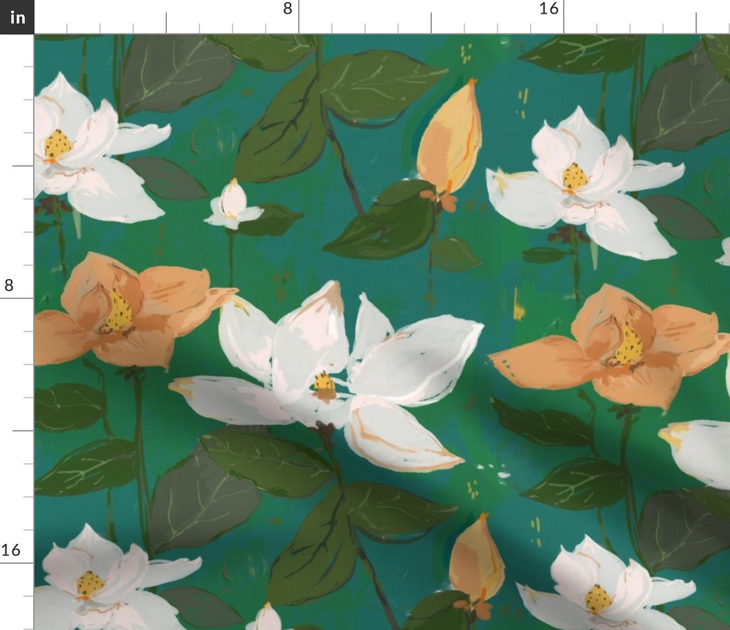 Magnolia - teal and green