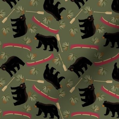 Black Bear Red Canoe Green Small