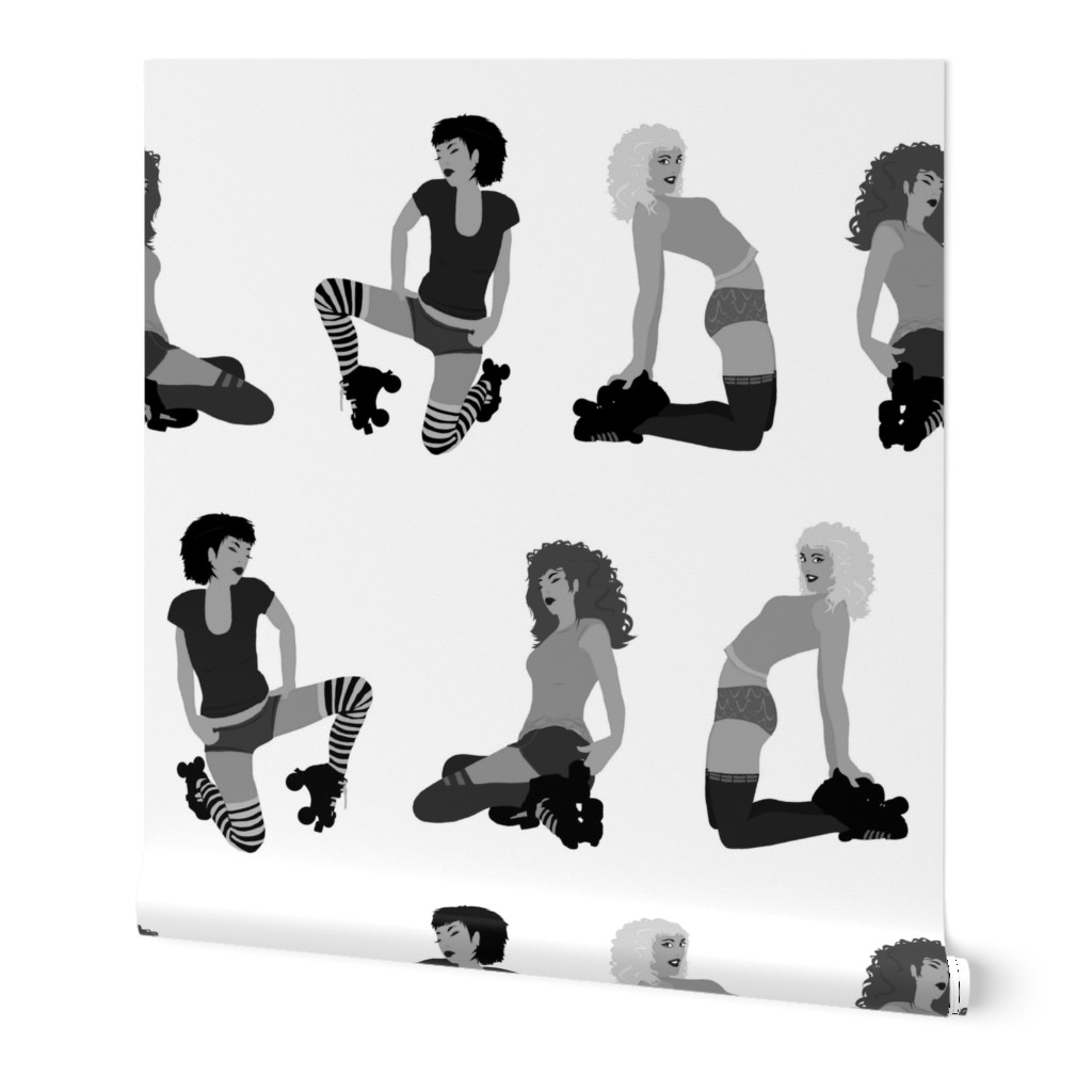 black white roller derby girls