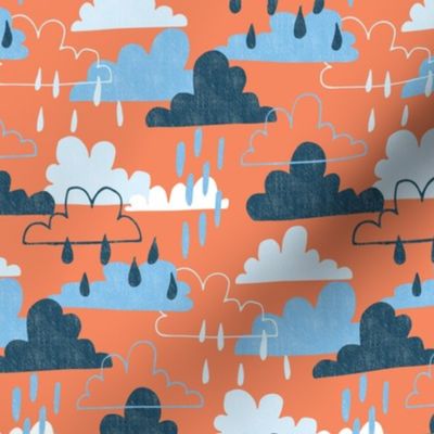 Happy Rain Clouds - Orange