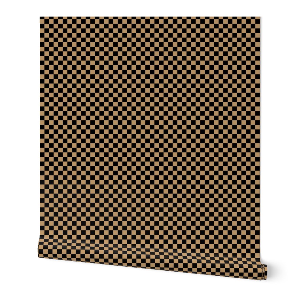 Half Inch Black and Camel Brown Checkerboard Squares
