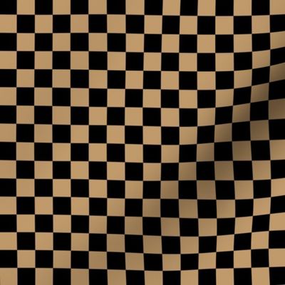 Half Inch Black and Camel Brown Checkerboard Squares