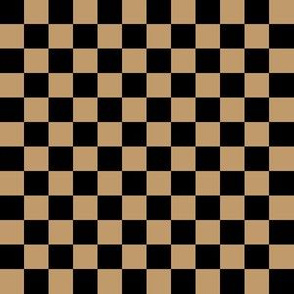 Half Inch Black and Camel Brown Checkerboard Squares