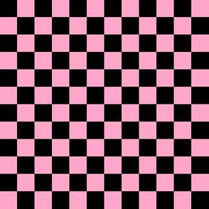 Half Inch Black and Carnation Pink Checkerboard Squares