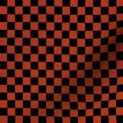 Half Inch Black and Chinese Red Checkerboard Squares