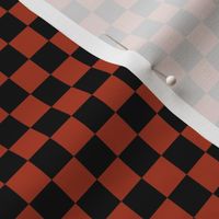 Half Inch Black and Chinese Red Checkerboard Squares