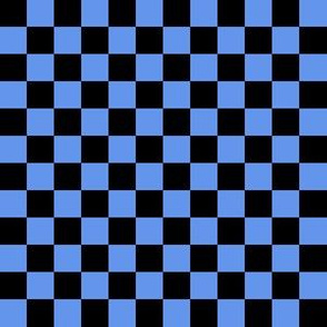 Half Inch Black and Cornflower Blue Checkerboard Squares