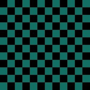 Half Inch Black and Cyan Turquoise Blue Checkerboard Squares