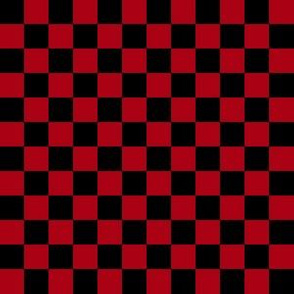 Half Inch Black and Dark Red Checkerboard Squares