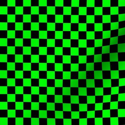 Half Inch Black and Lime Green Checkerboard Squares