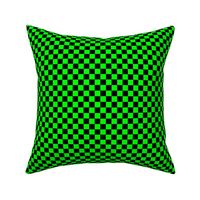 Half Inch Black and Lime Green Checkerboard Squares