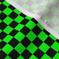 Half Inch Black and Lime Green Checkerboard Squares