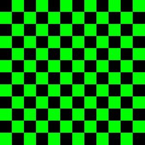 Half Inch Black and Lime Green Checkerboard Squares