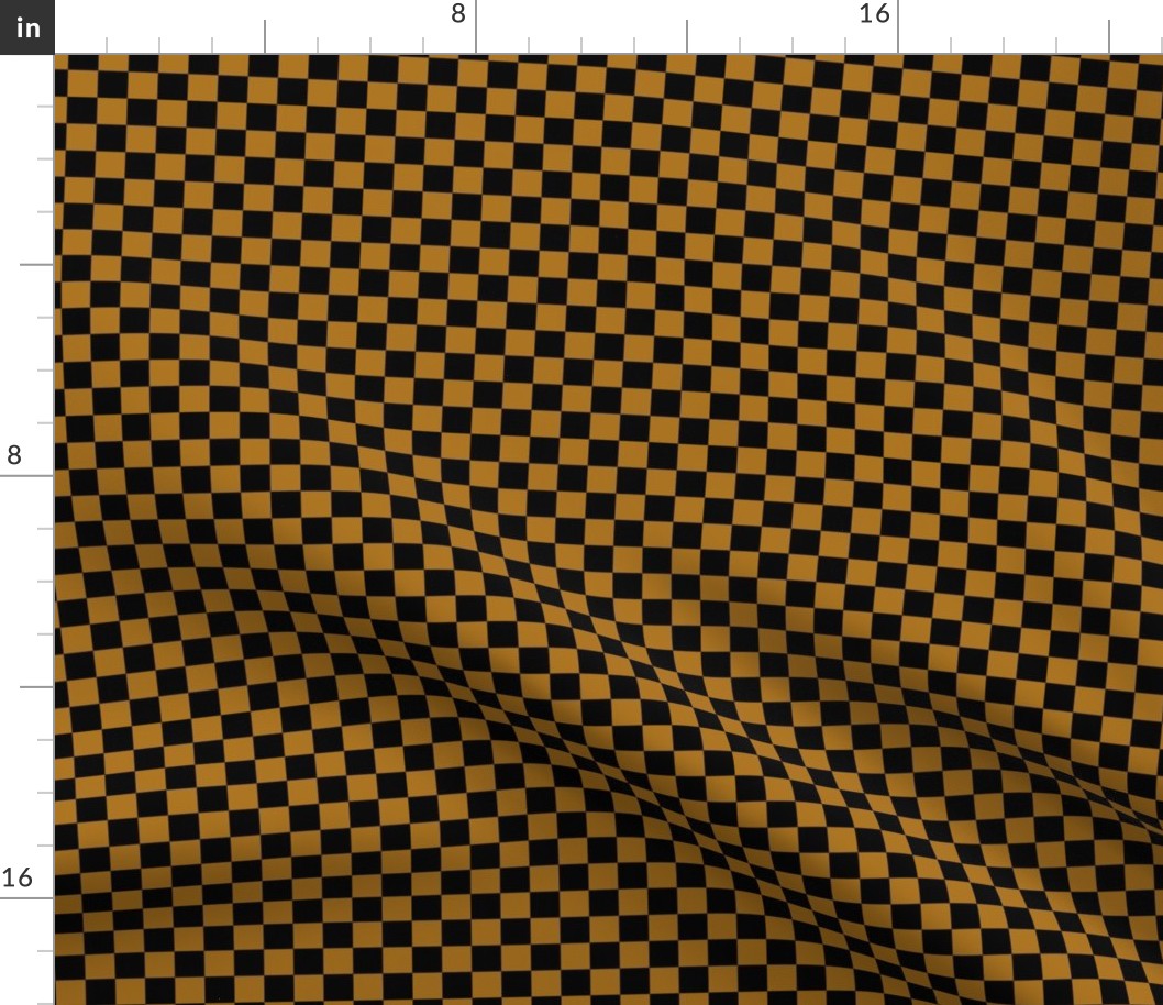Half Inch Black and Matte Antique Gold Checkerboard Squares