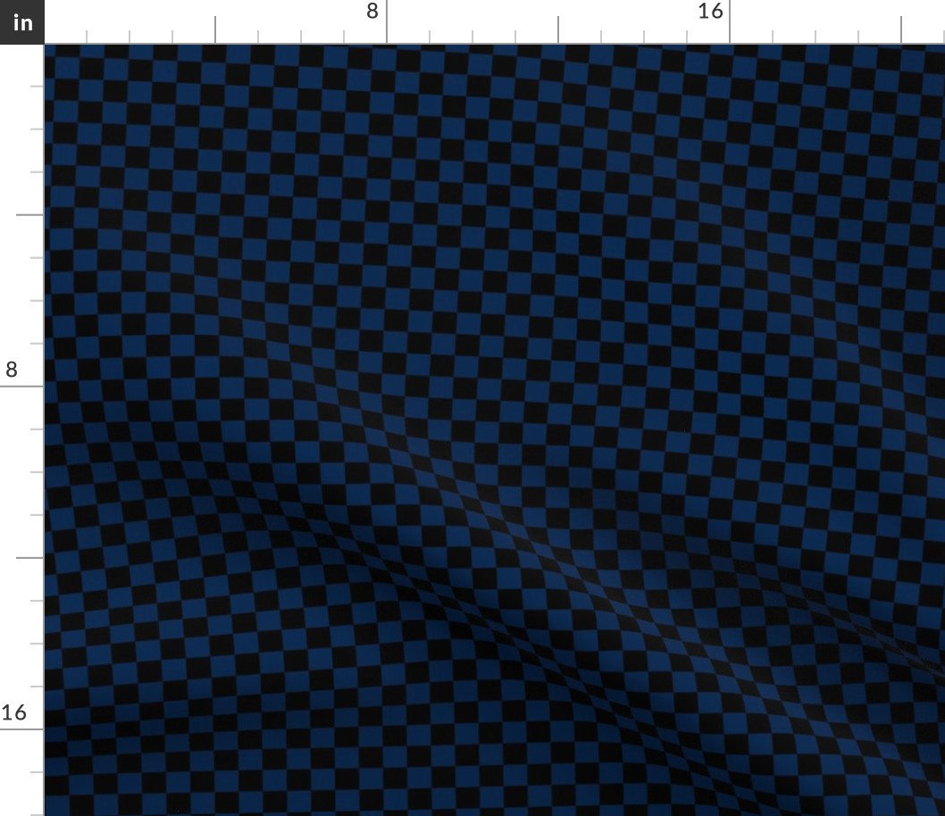 Half Inch Black and Navy Blue Checkerboard Squares