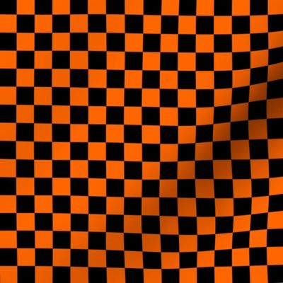 Half Inch Black and Orange Checkerboard Squares