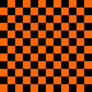 Half Inch Black and Orange Checkerboard Squares