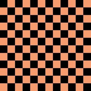 Half Inch Black and Peach Checkerboard Squares