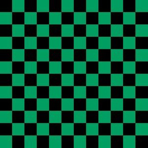Half Inch Black and Shamrock Green Checkerboard Squares